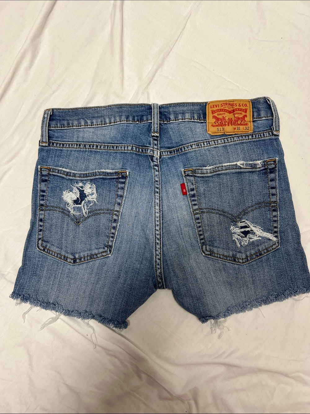 Levi's Light Blue Distressed Denim Cutoff Shorts